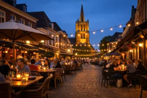 Gezellige terrassen in het centrum van Venray in de avond